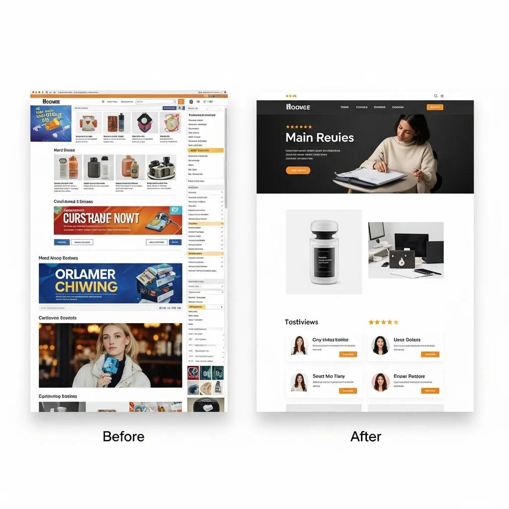 Before and after website redesign showcasing improved user experience