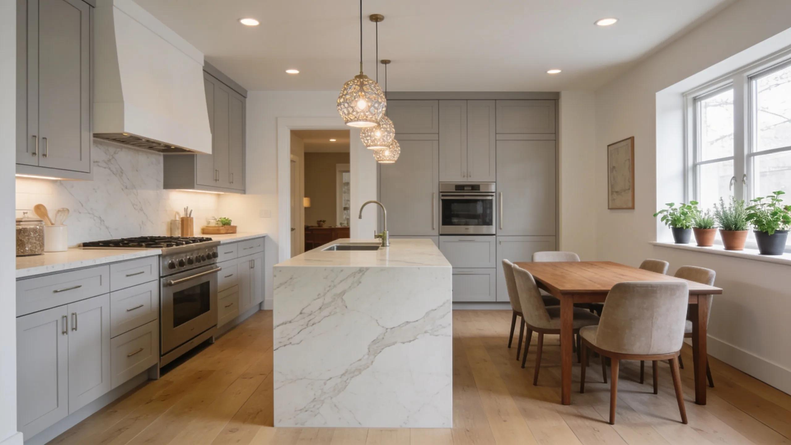 Modern kitchen design featuring sleek cabinetry and elegant countertops for kitchen remodeling inspiration