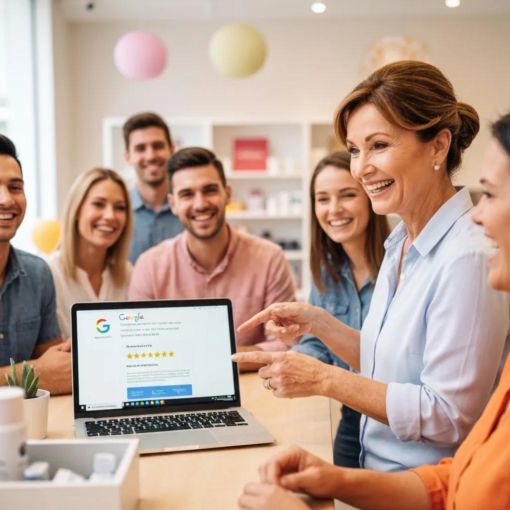 Business owner engaging with customers, highlighting the importance of Google reviews for local SEO