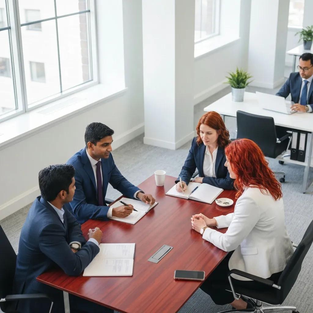 Business professionals reviewing commercial property compliance documents Business professionals reviewing commercial property compliance documents