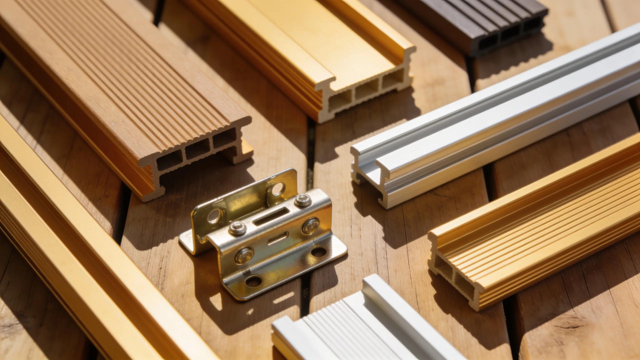 High-quality composite decking accessories including clips and trims for secure installation