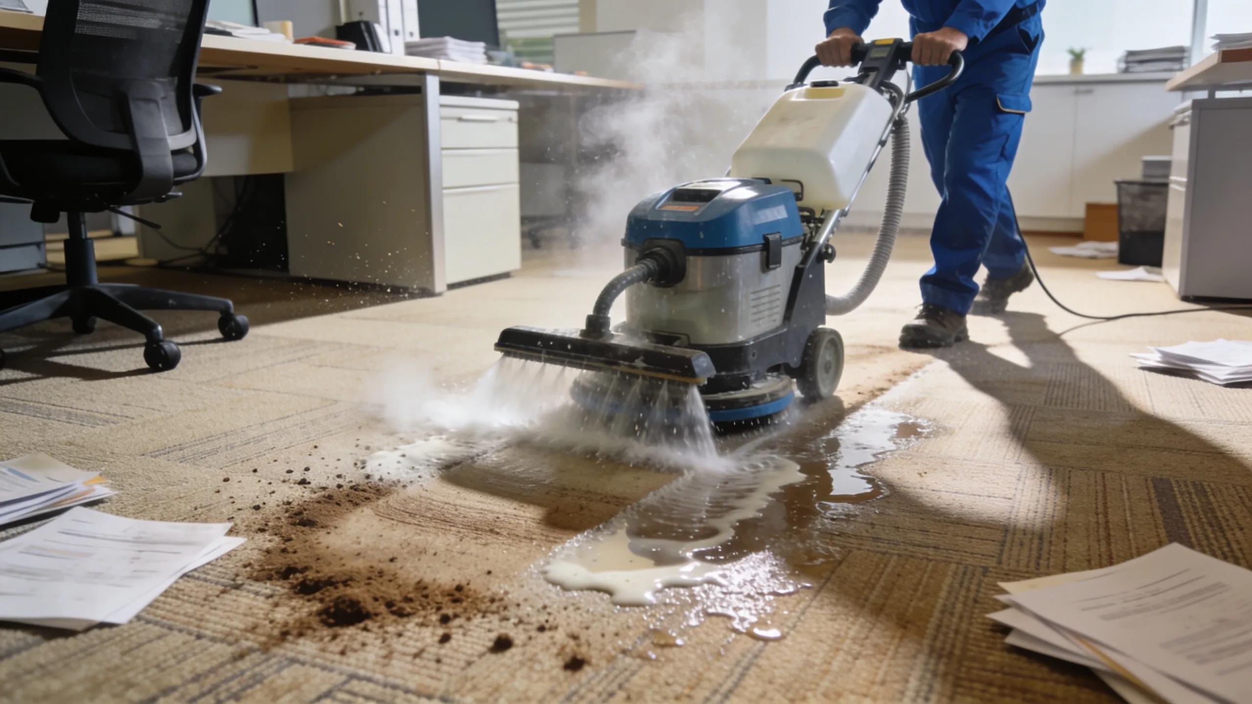 Professional carpet cleaning team working in a London office, showcasing a clean and welcoming workspace