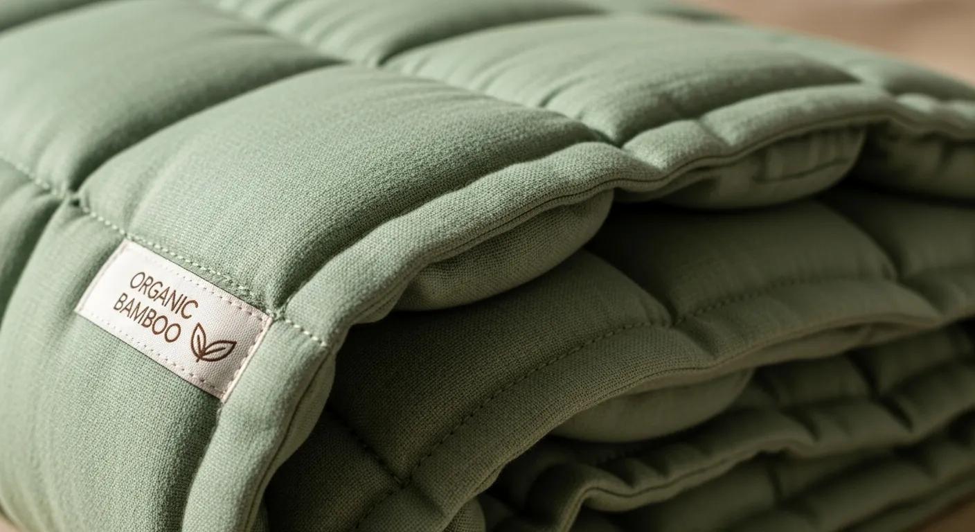 Detail of an organic bamboo weighted blanket showing texture and eco-friendly quality