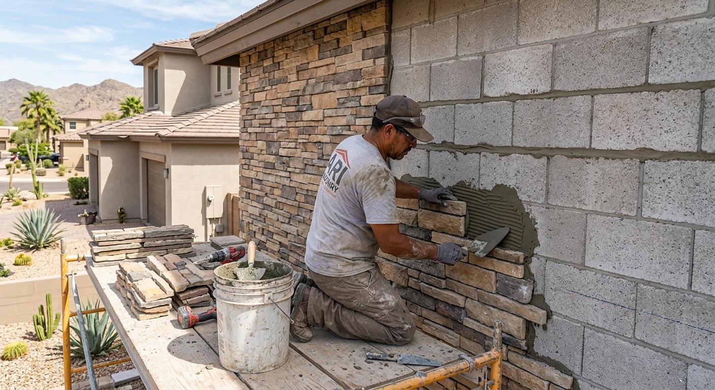 Stone Veneer Installation, Stucco Refinishing, and Exterior Finishes