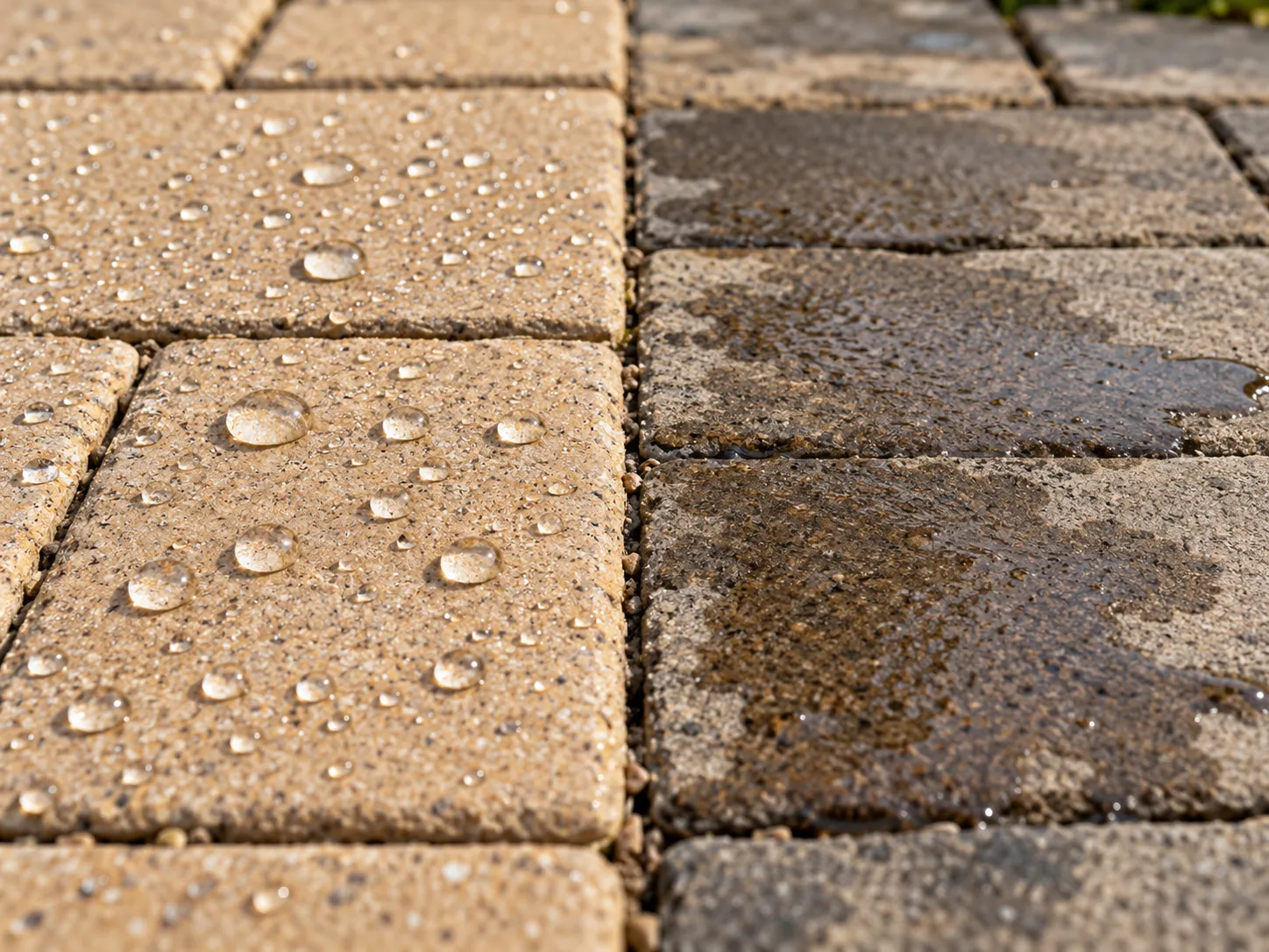 concrete pavers split in two halves