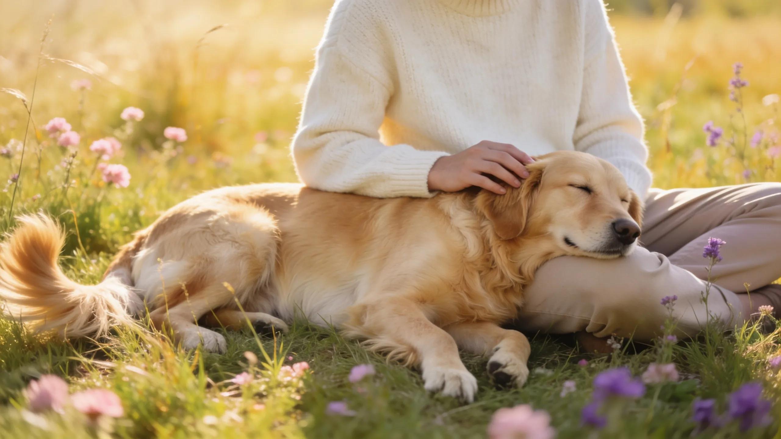 Compassionate pet owner with a dog, highlighting the emotional connection during difficult times