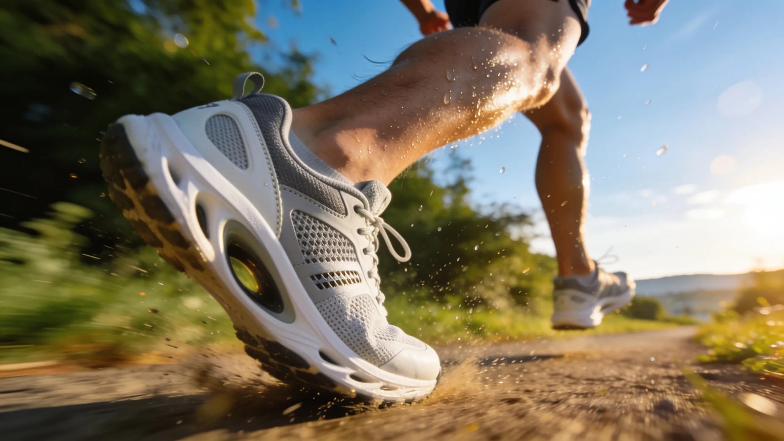 Runner in diabetic footwear showcasing comfort and support features