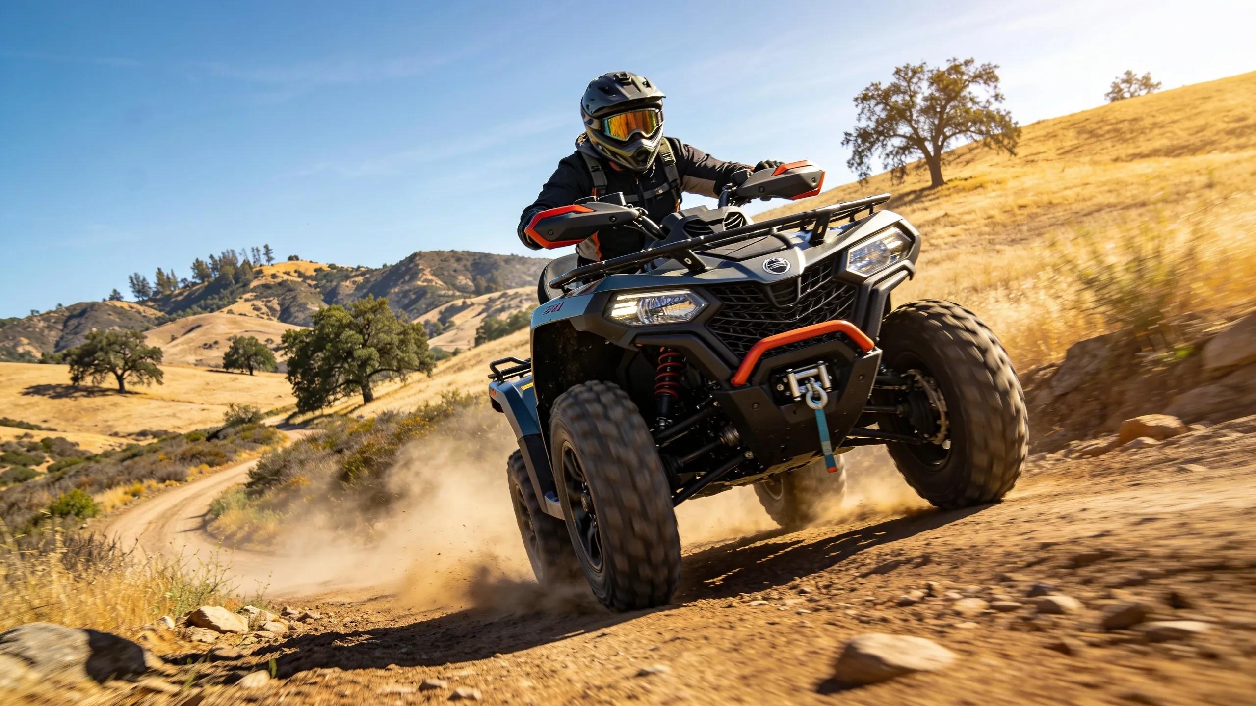 Rider on a modern ATV in Los Angeles, showcasing off-road adventure and excitement