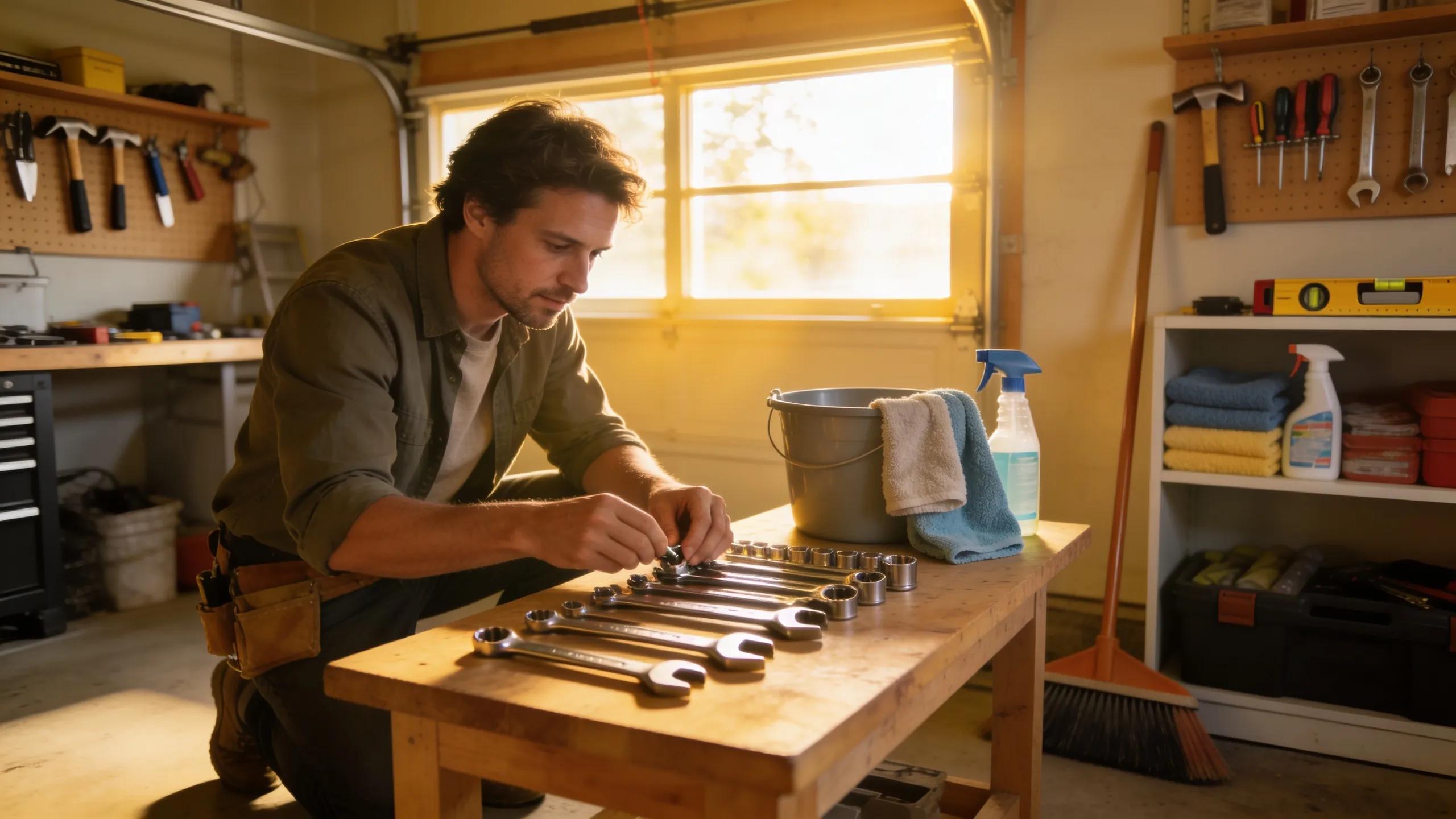 Homeowner inspecting maintenance tools to highlight the importance of planning for repairs