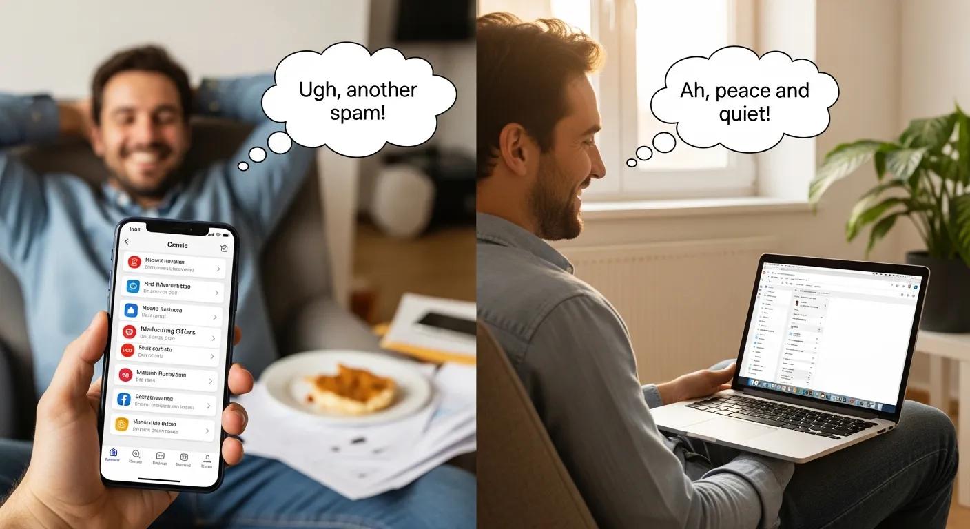 User enjoying the benefits of temporary email for privacy and spam prevention