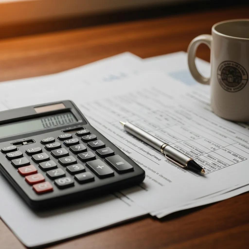 Calculator and business documents illustrating registered agent service costs in Virginia