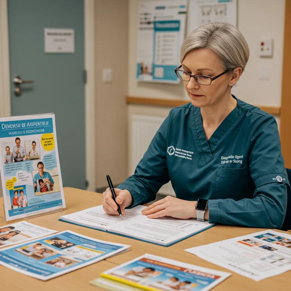 Caregiver participating in a training session focused on dementia care expertise Caregiver participating in a training session focused on dementia care expertise