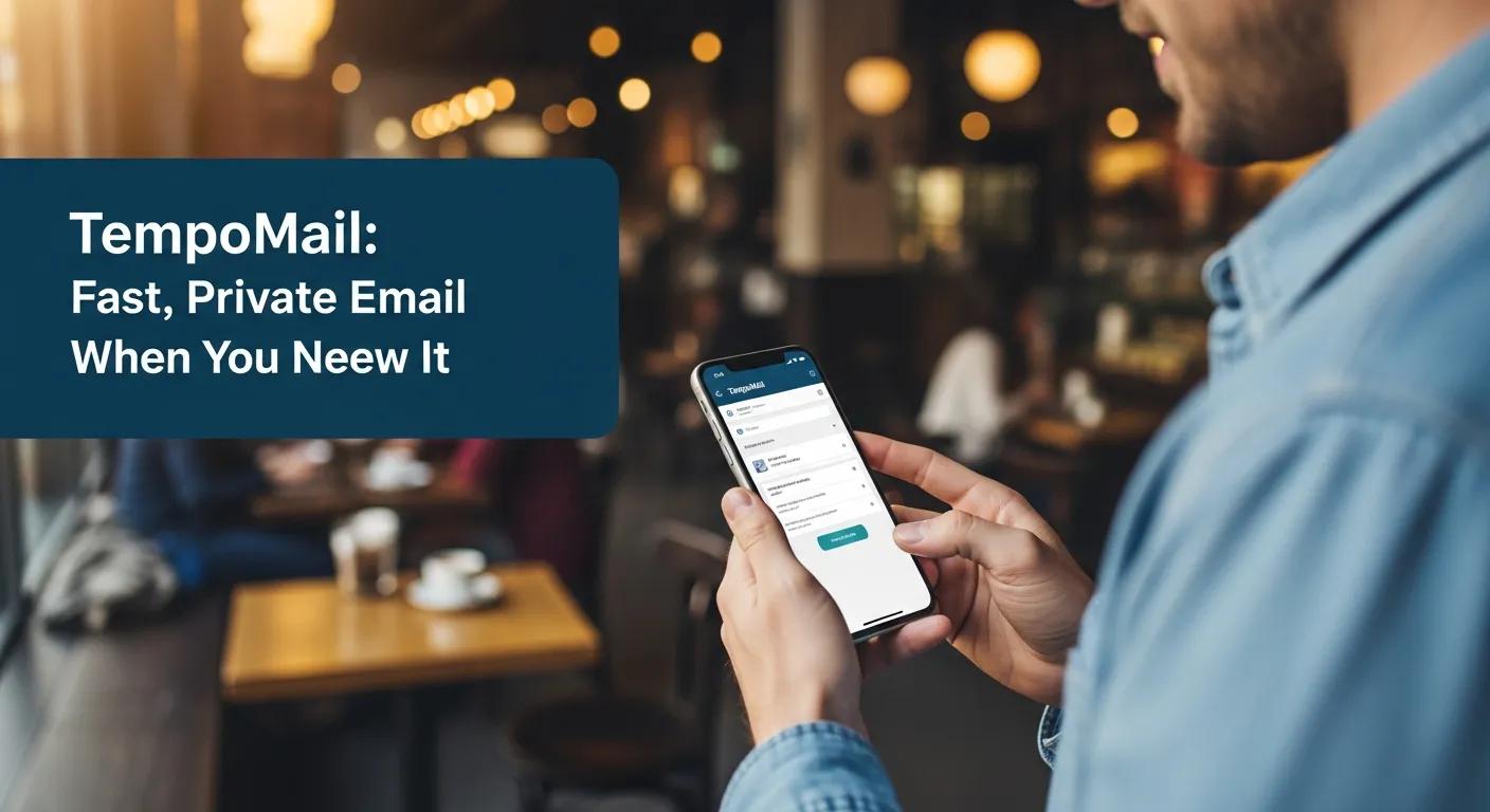Person checking TempoMail on a smartphone — fast, private email when you need it