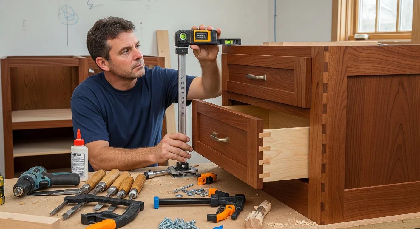 Cabinet installation process highlighting craftsmanship and attention to detail