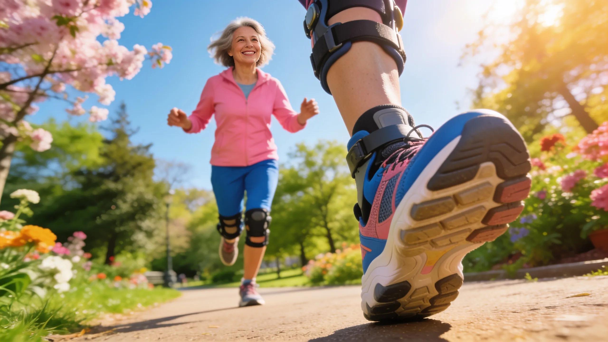 Person wearing supportive footwear outdoors, showcasing benefits of specialized shoes for arthritis