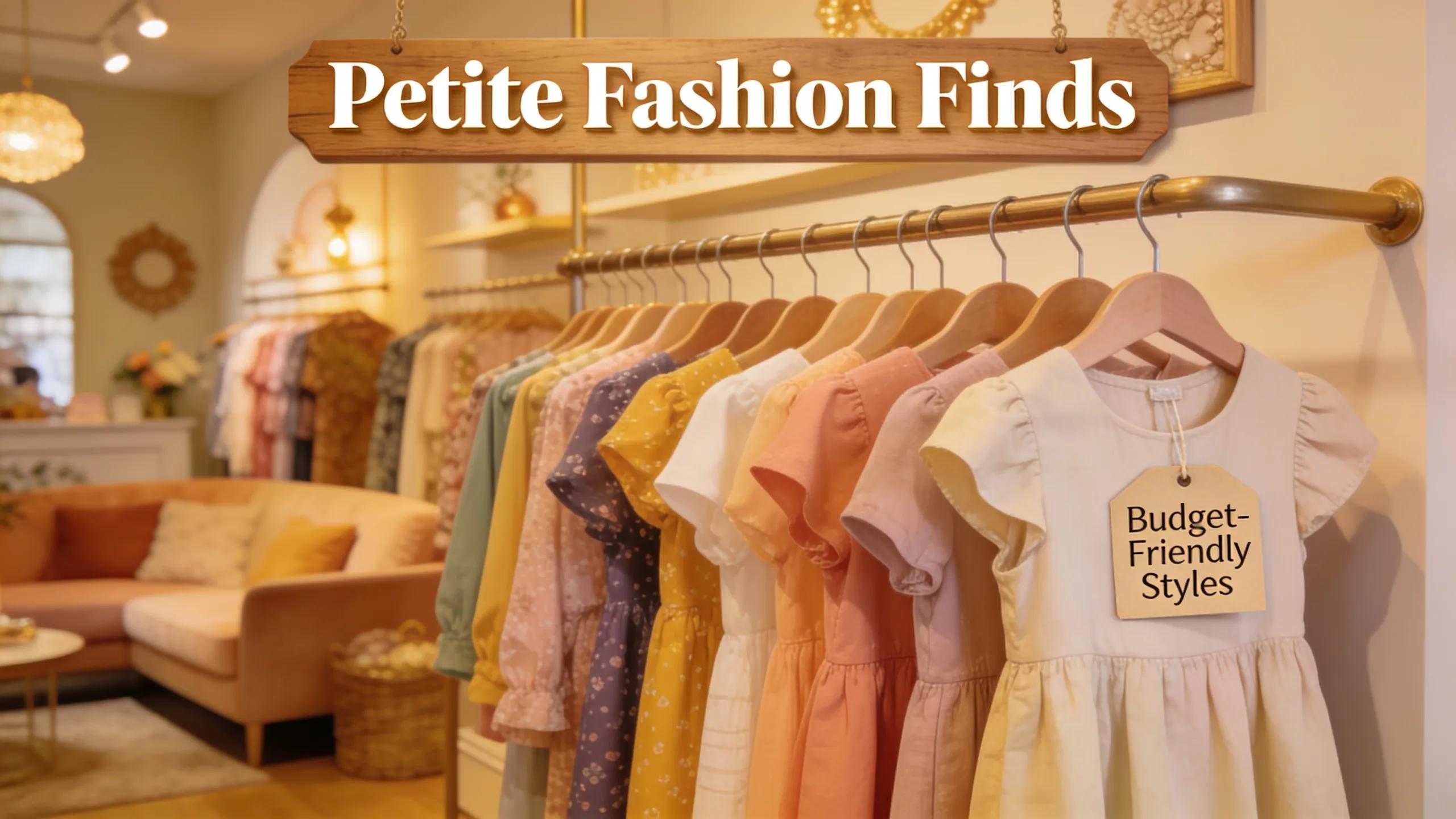 Display of budget-friendly petite clothing in local boutique showing colourful dresses