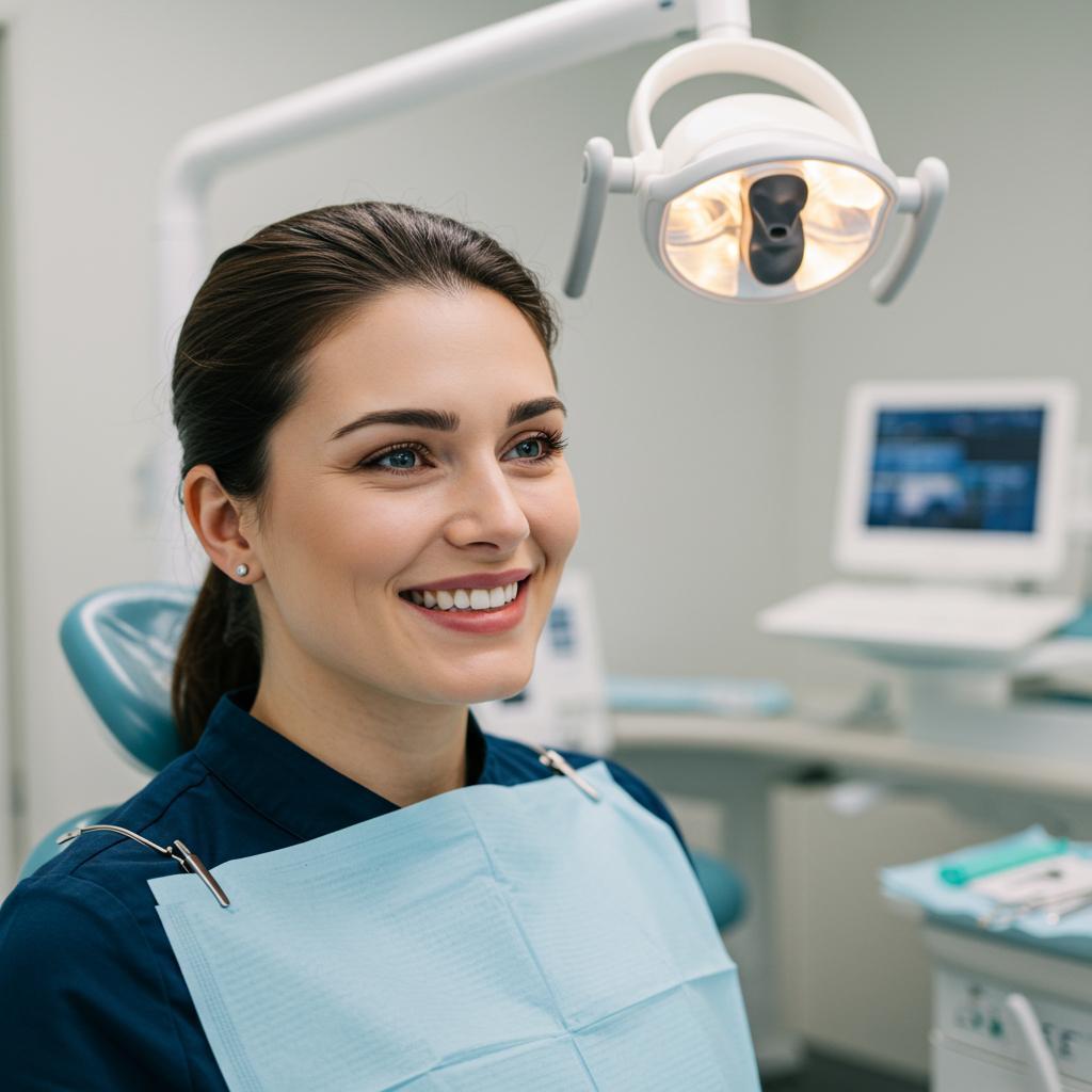 Patient resting at home during recovery after dental implant surgery