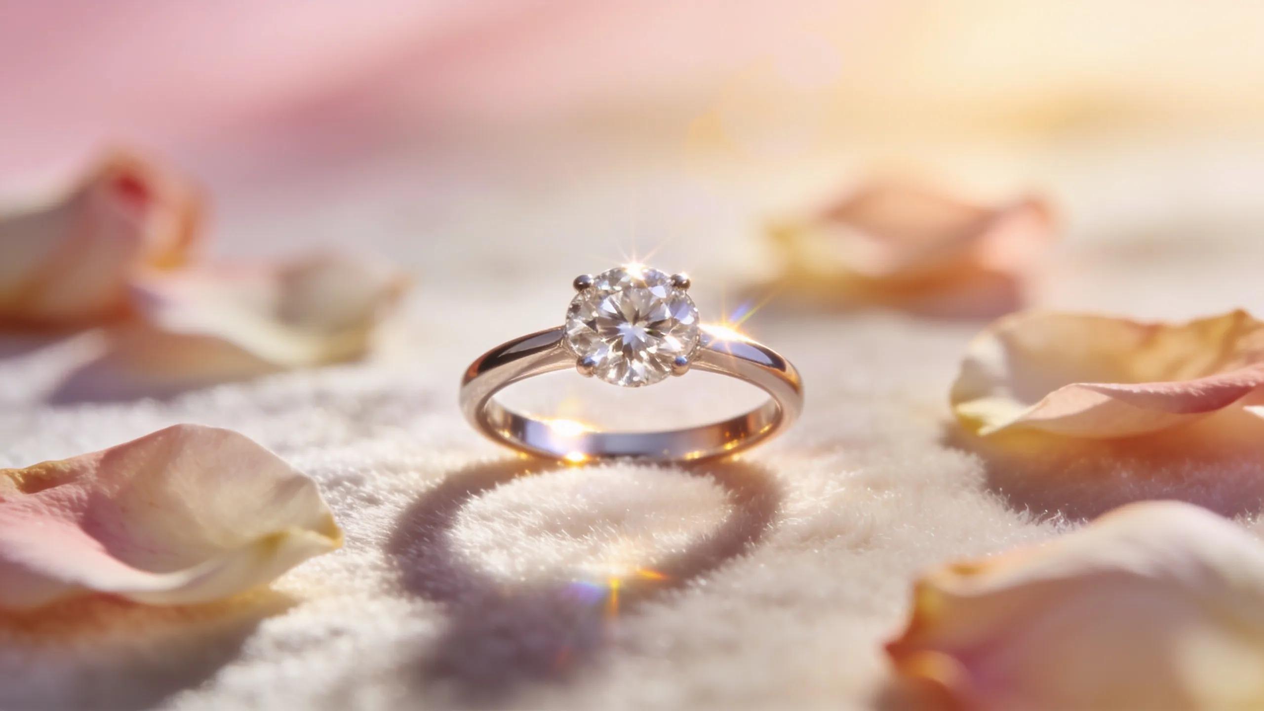 Elegant diamond engagement ring reflecting light, symbolizing love and commitment Elegant diamond engagement ring reflecting light, symbolizing love and commitment