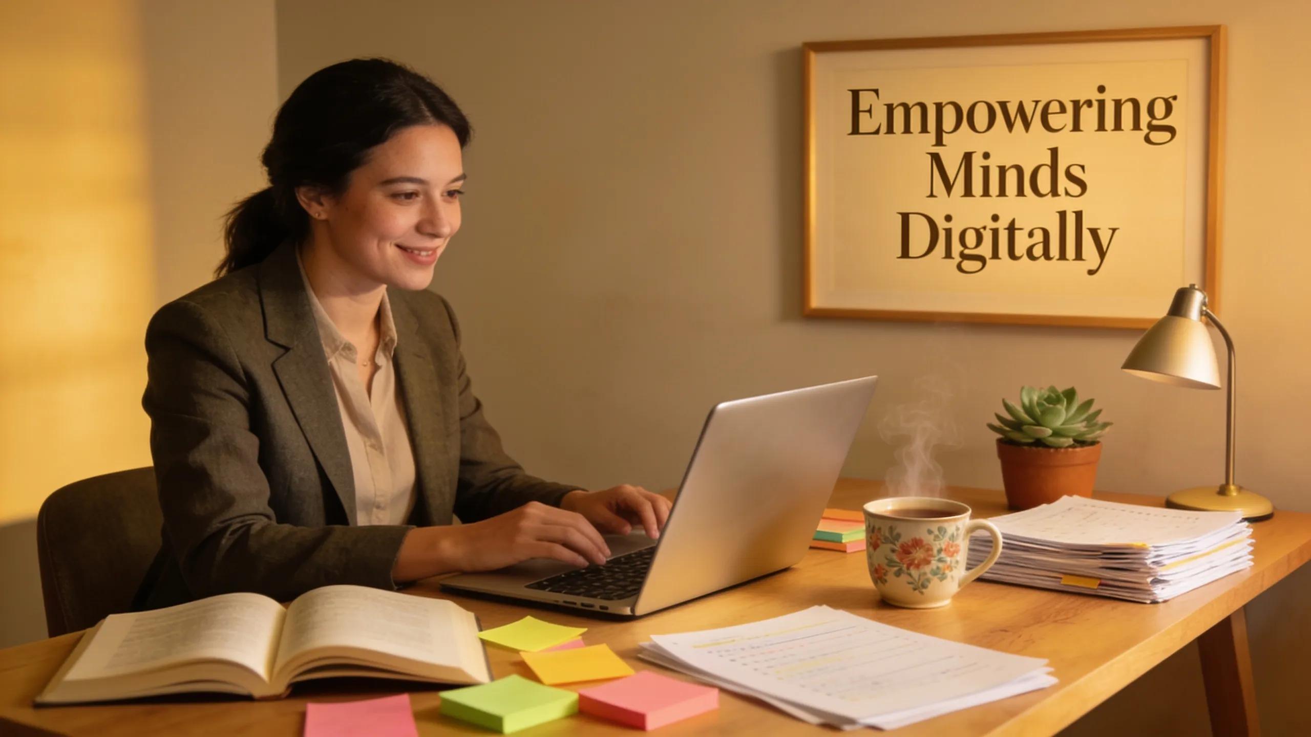 Professional workspace of an expert-driven business professional promoting online presence enhancement and engagement