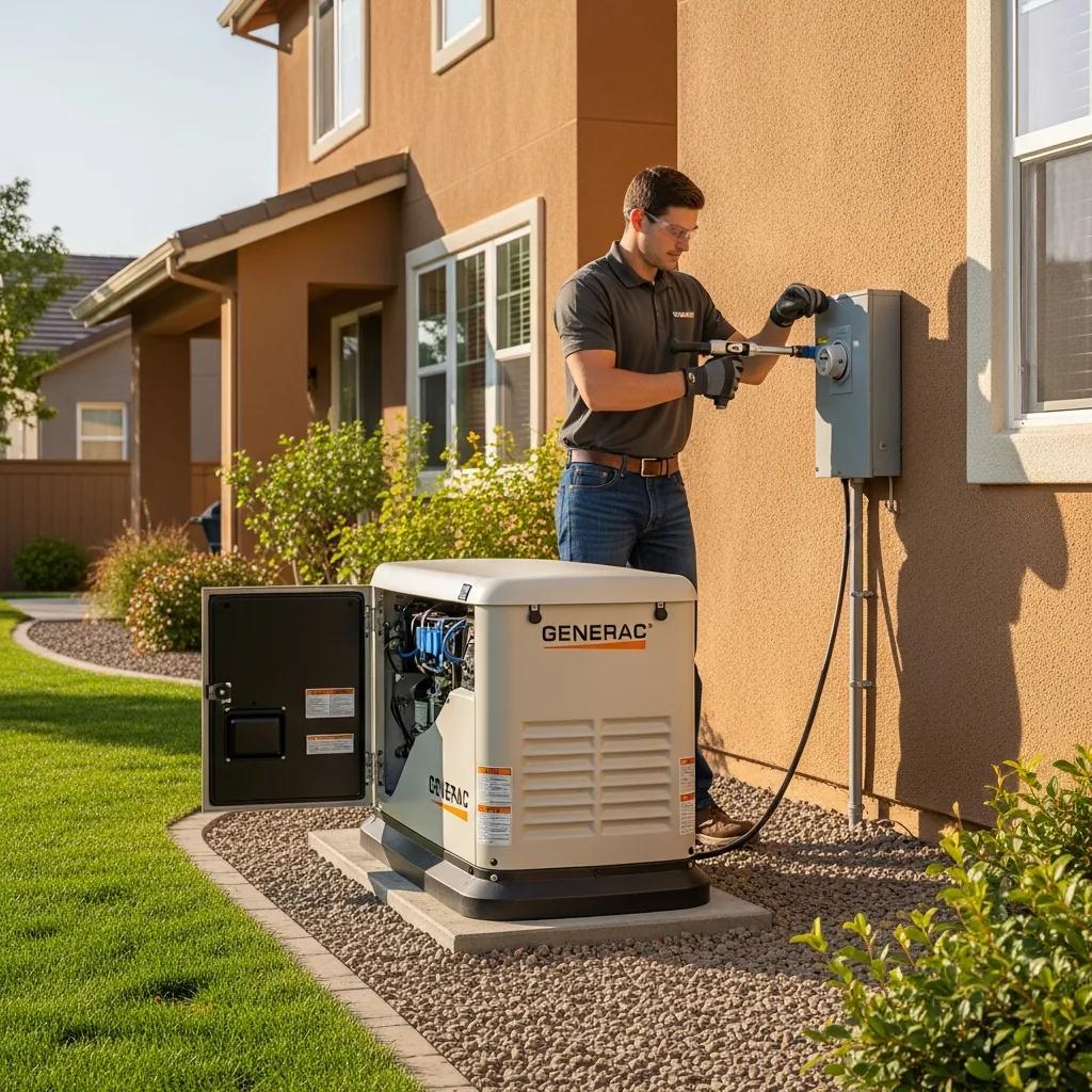 Certified technician installing a Generac generator, emphasizing best practices for installation