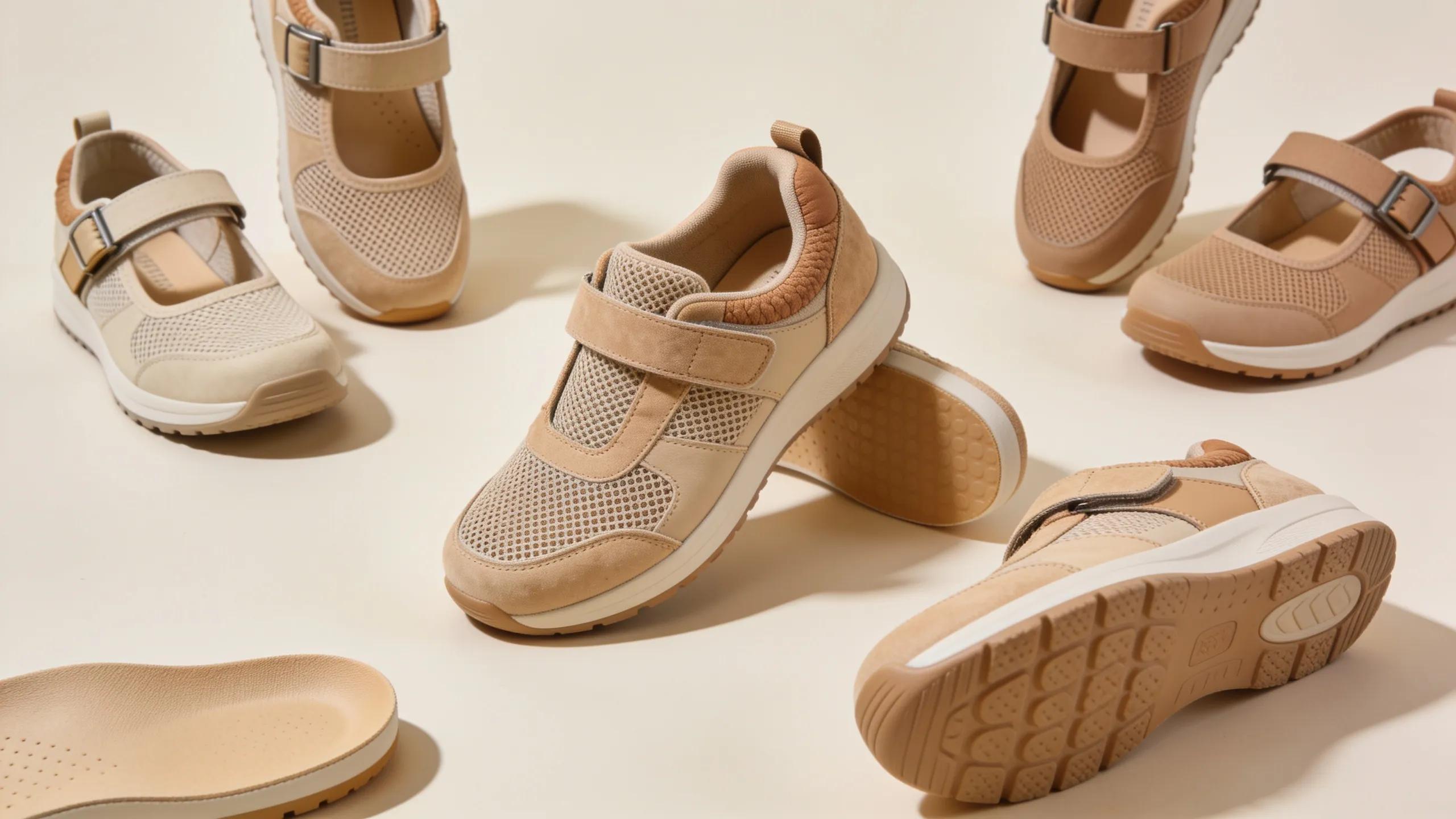 Wide-width diabetic shoes displayed prominently, showcasing design and comfort for diabetic foot care