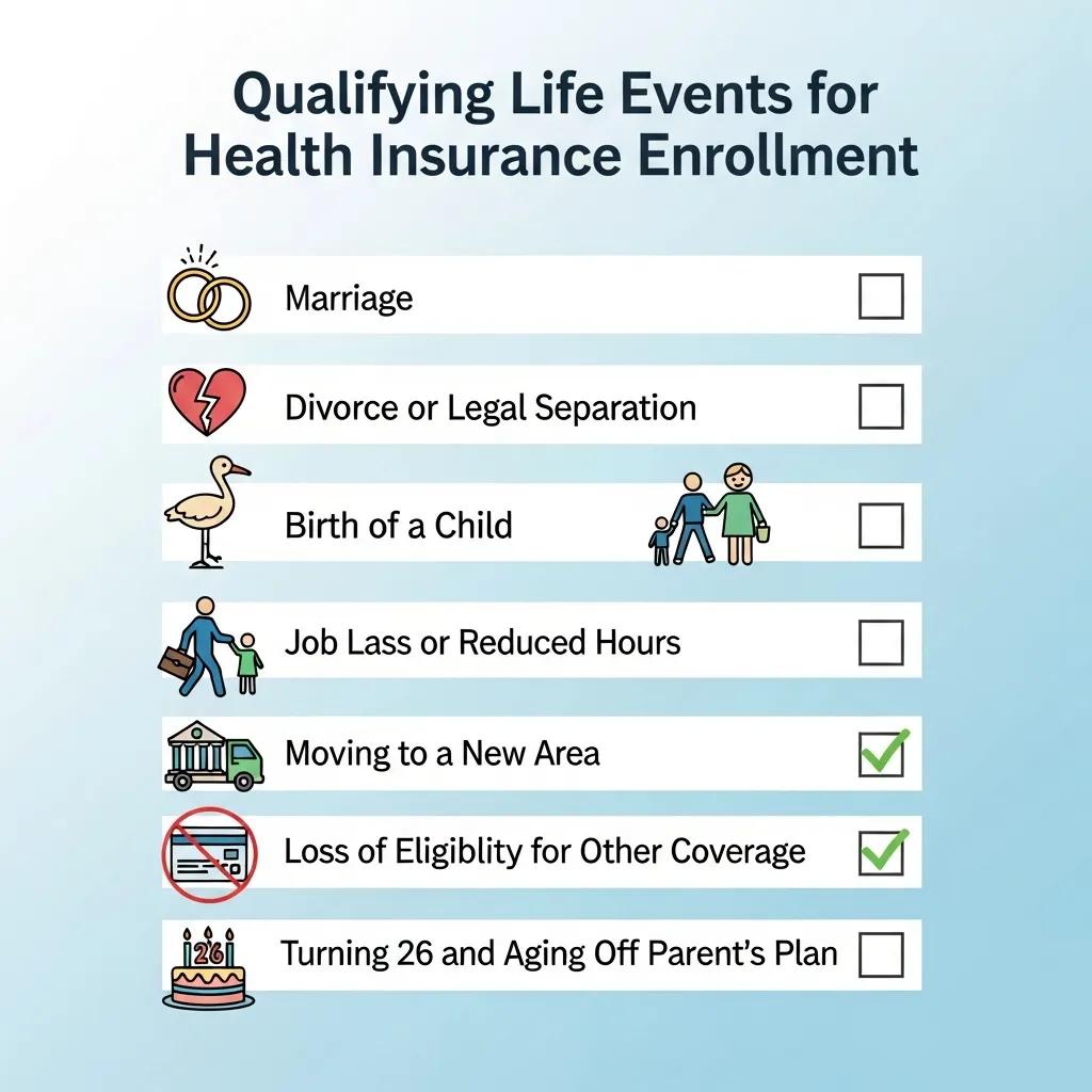 Checklist of qualifying life events for health insurance enrollment