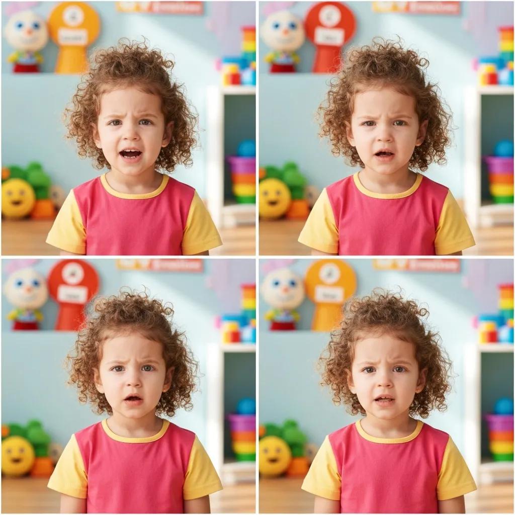 Child expressing emotions with puppets, highlighting emotional readiness for preschool