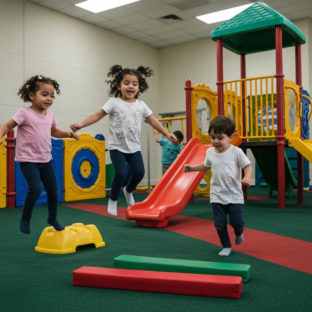 Children engaged in active play at a playground, illustrating the physical, cognitive, and emotional benefits of play