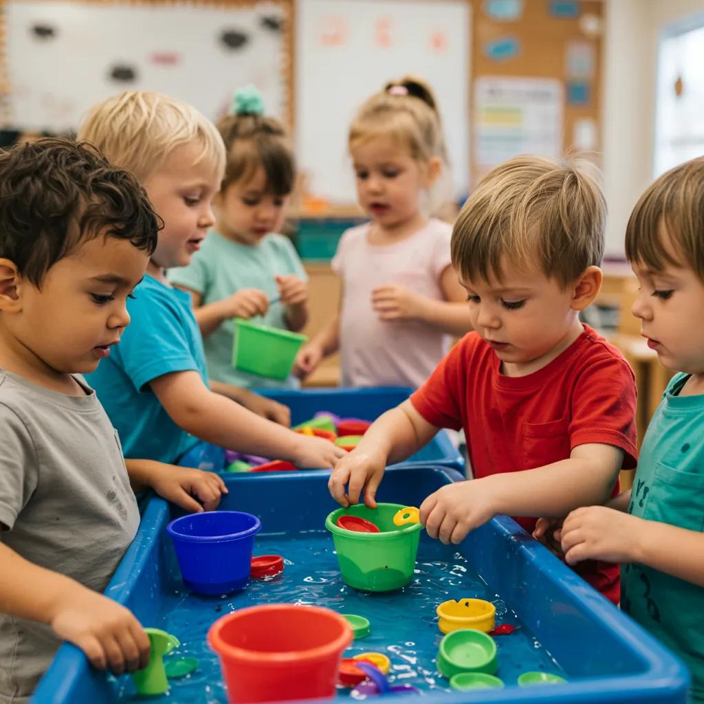 Children engaged in play-based learning activities, highlighting exploration and curiosity