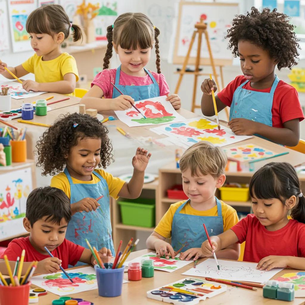 Children engaging in creative art activities that build confidence and self-esteem