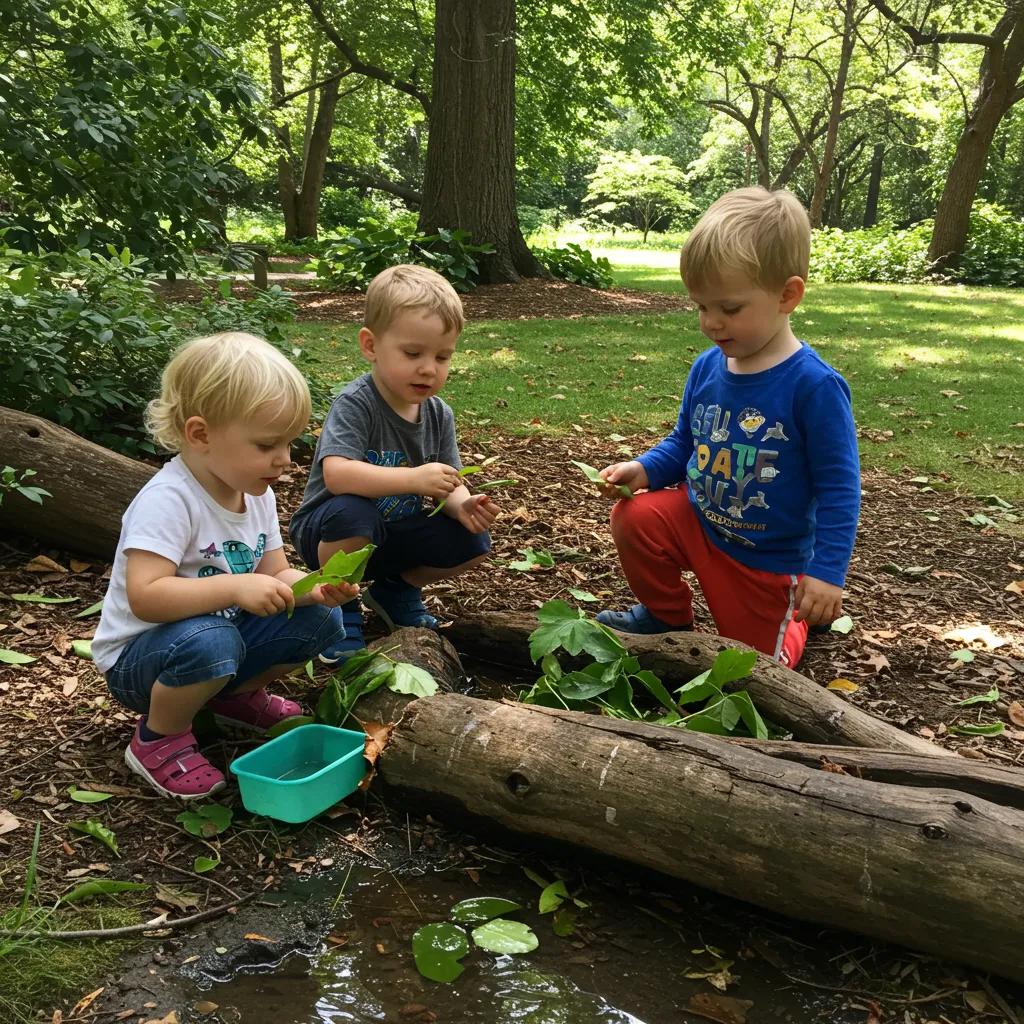 Children engaged in inquiry-based learning with a teacher facilitating exploration