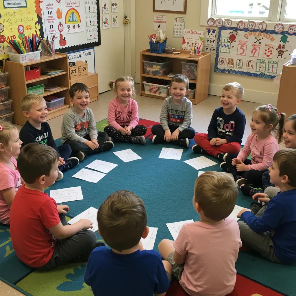 Children in a classroom expressing gratitude during a circle time activity
