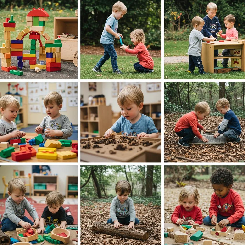 Children participating in various play-based learning activities, showcasing engagement and exploration