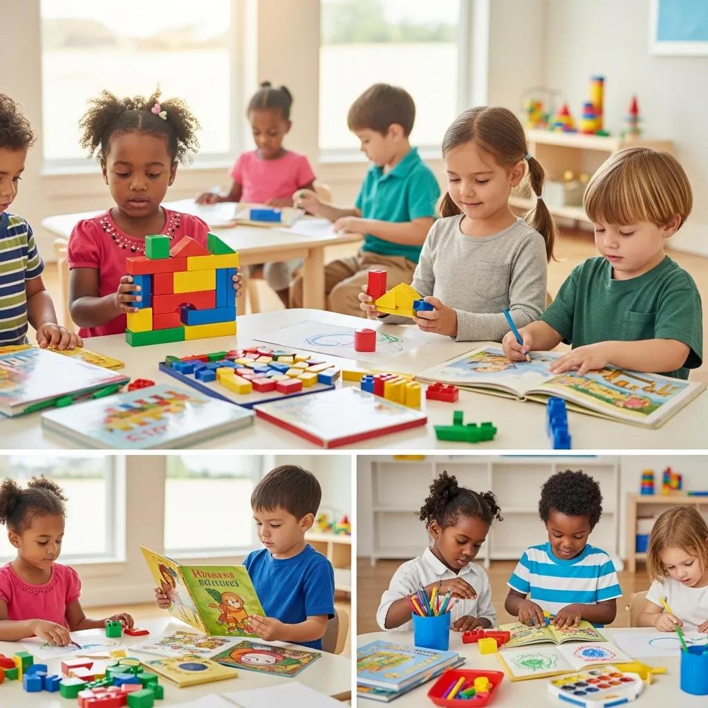 Children playing and learning in a vibrant early learning centre Children playing and learning in a vibrant early learning centre
