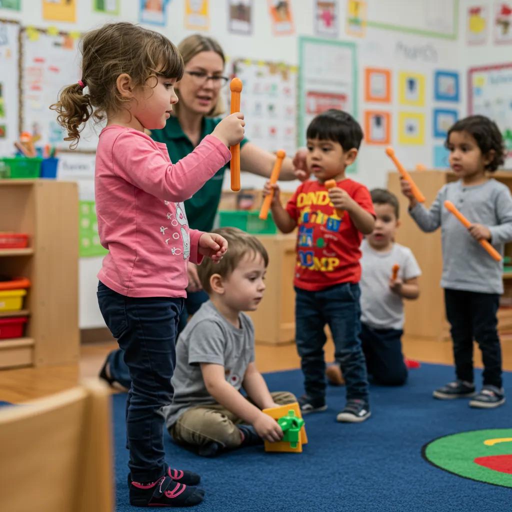Children practicing conflict resolution through role-play in a supportive preschool environment