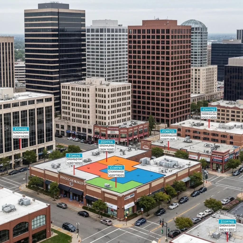 City view showing zoning boundaries and commercial land use City view showing zoning boundaries and commercial land use