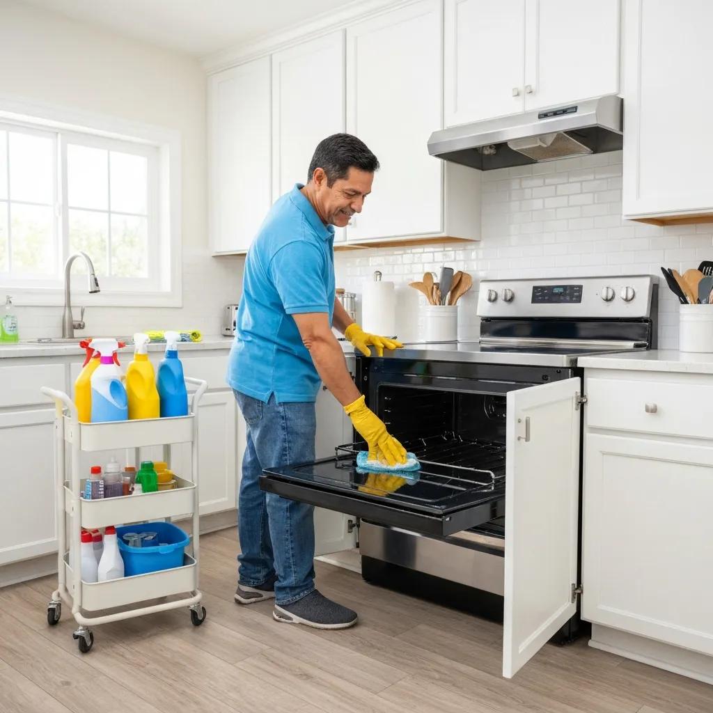 Cleaner degreasing appliances and sanitizing kitchen surfaces