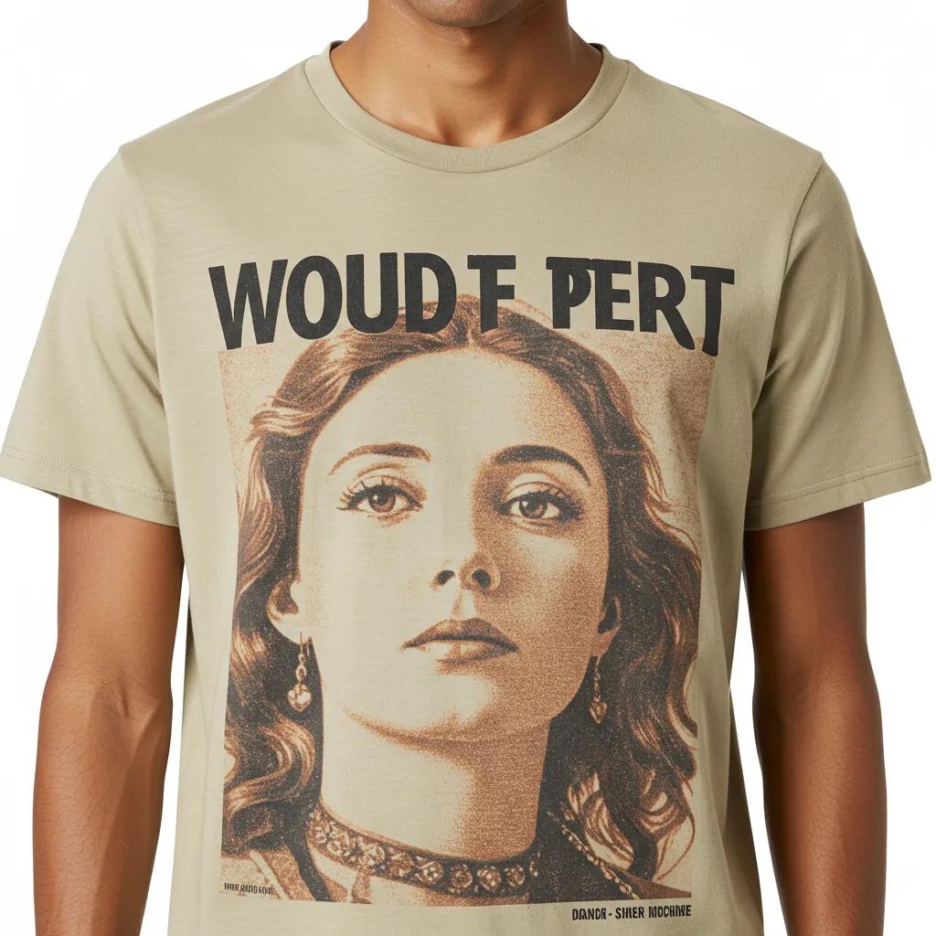 A close-up of a Catch Phrase Poet bold graphic tee, highlighting its unique design and premium cotton texture