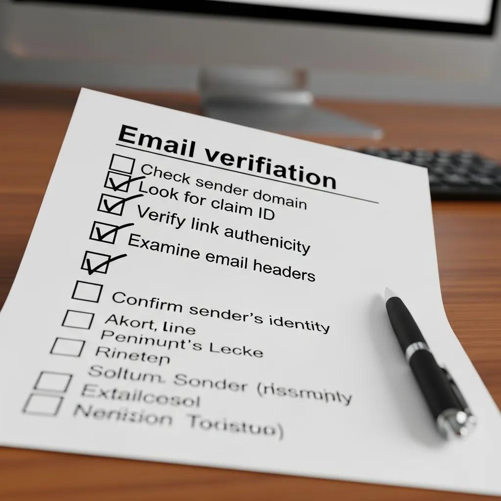 Close-up of a checklist for verifying an email's legitimacy