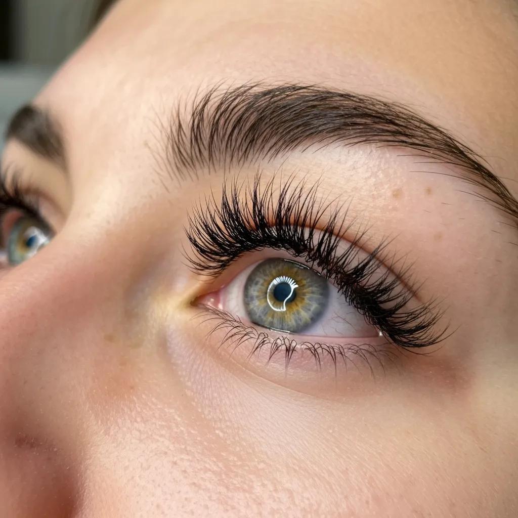 Results of a combined lash lift and tint at NY Brows & Beauty — lifted, darkened lashes for a low-maintenance look