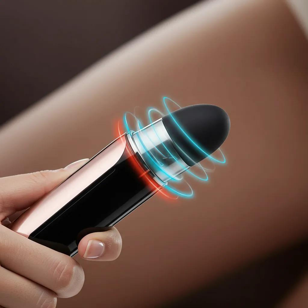 Close-up of a clitoral suction toy demonstrating air pulse technology, focusing on design and functionality