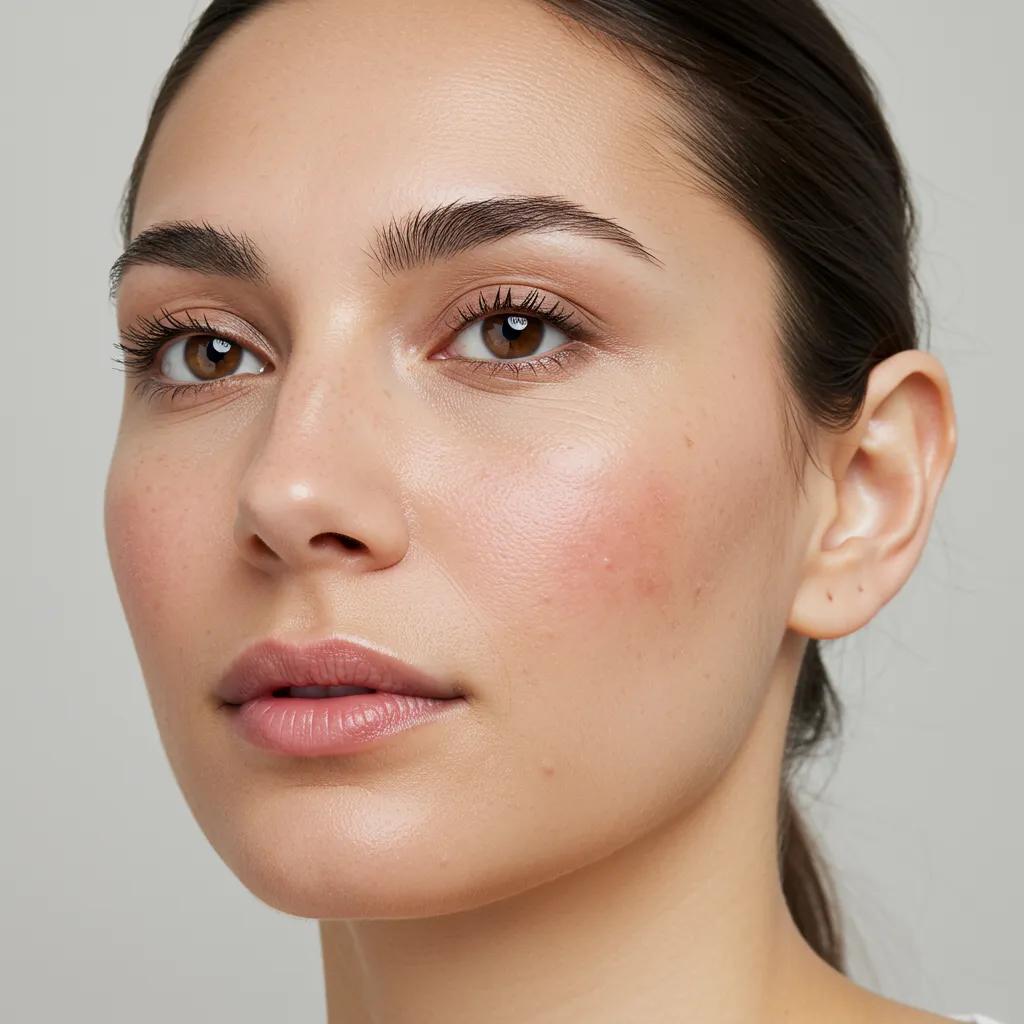 Close-up of a patient's face showing common Botox side effects like bruising