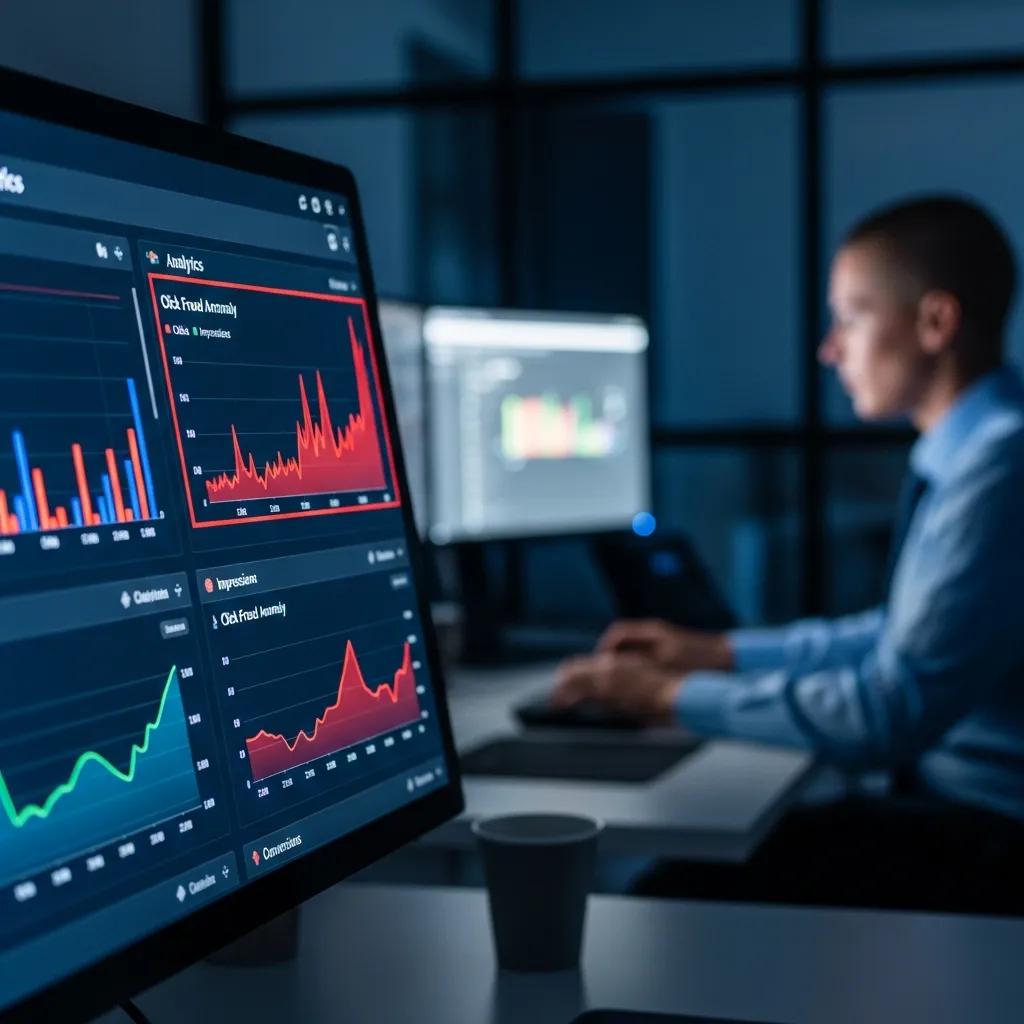 Analytics dashboard highlighting suspicious click patterns
