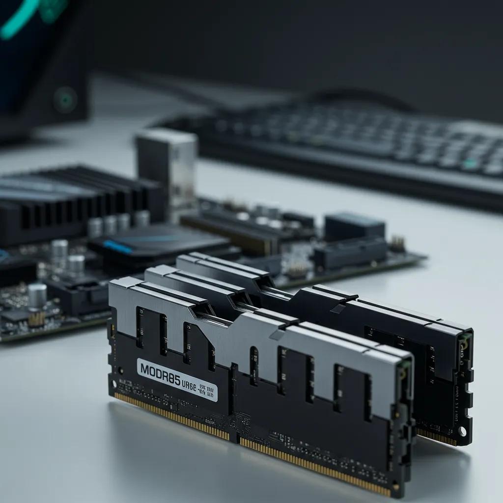 Close-up of DDR5 RAM modules showcasing advanced technology and design for modern computing