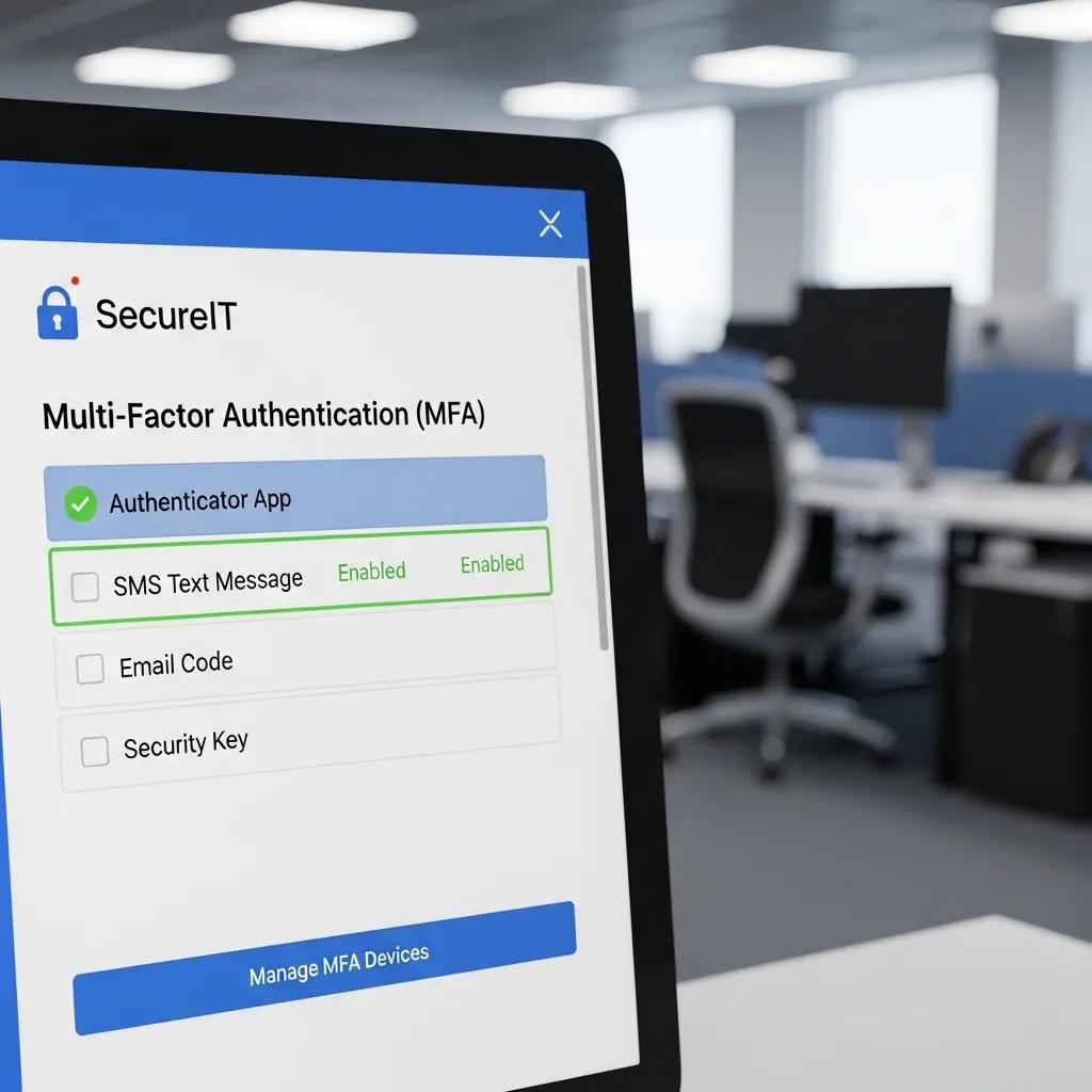 Close-up of email security settings emphasizing multi-factor authentication for separate accounts