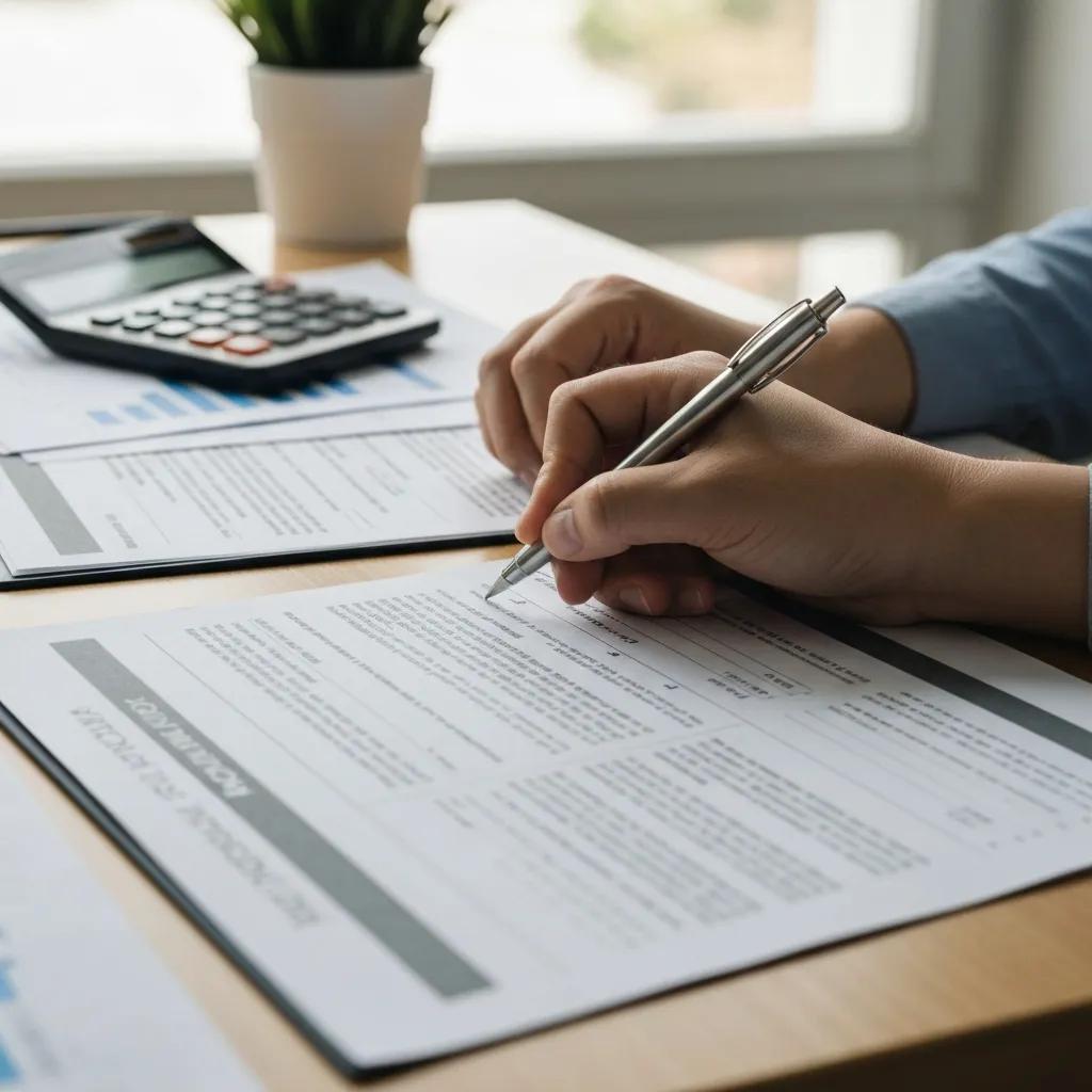Hands completing financial paperwork for an affidavit of support — highlighting financial documentation