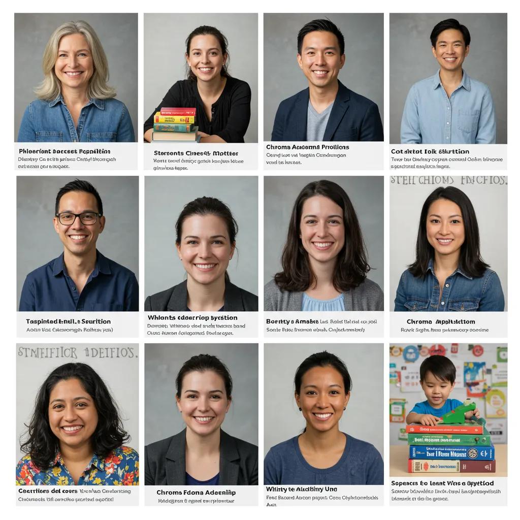 Collage of Chroma Academy educators' profiles, highlighting their expertise and teaching philosophies