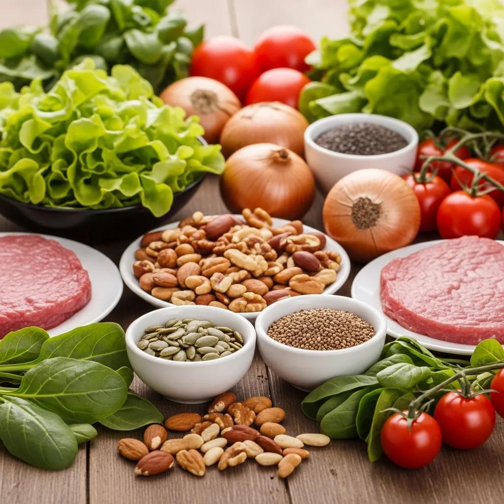 Colorful array of whole foods rich in essential minerals for health and vitality