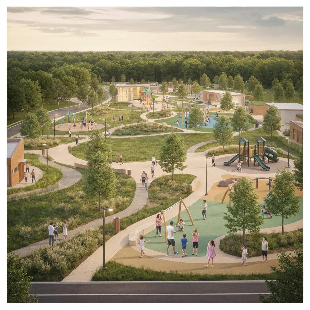 Glen Allen community park with families and children enjoying outdoor activities