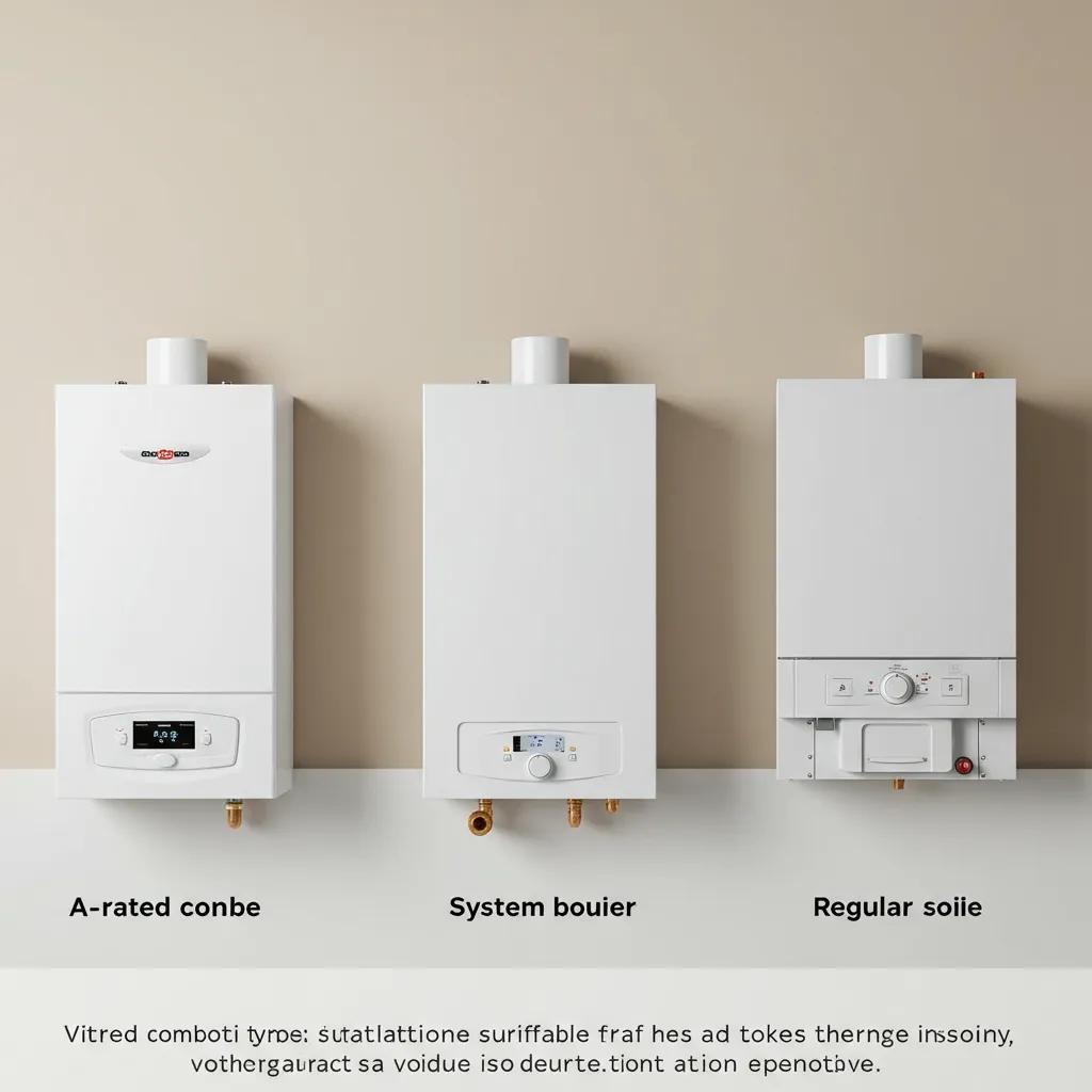 Comparison of A-rated combi boiler, system boiler, and regular boiler for emergency installations